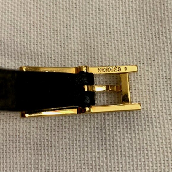 Hermes Hapi Gold Plated Tour Wrap Leather Bracelet - Black - IN GREAT CONDITION! - Picture 12 of 15